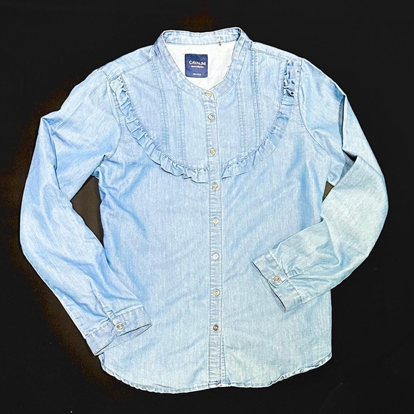 Cavalini Other - Cavalini Light Blue Button Down Shirt with Ruffles